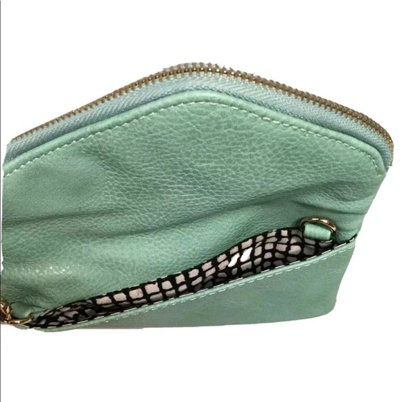 Urban Expressions Turquoise Clutch Crossbody Handbag - Picture 8 of 11